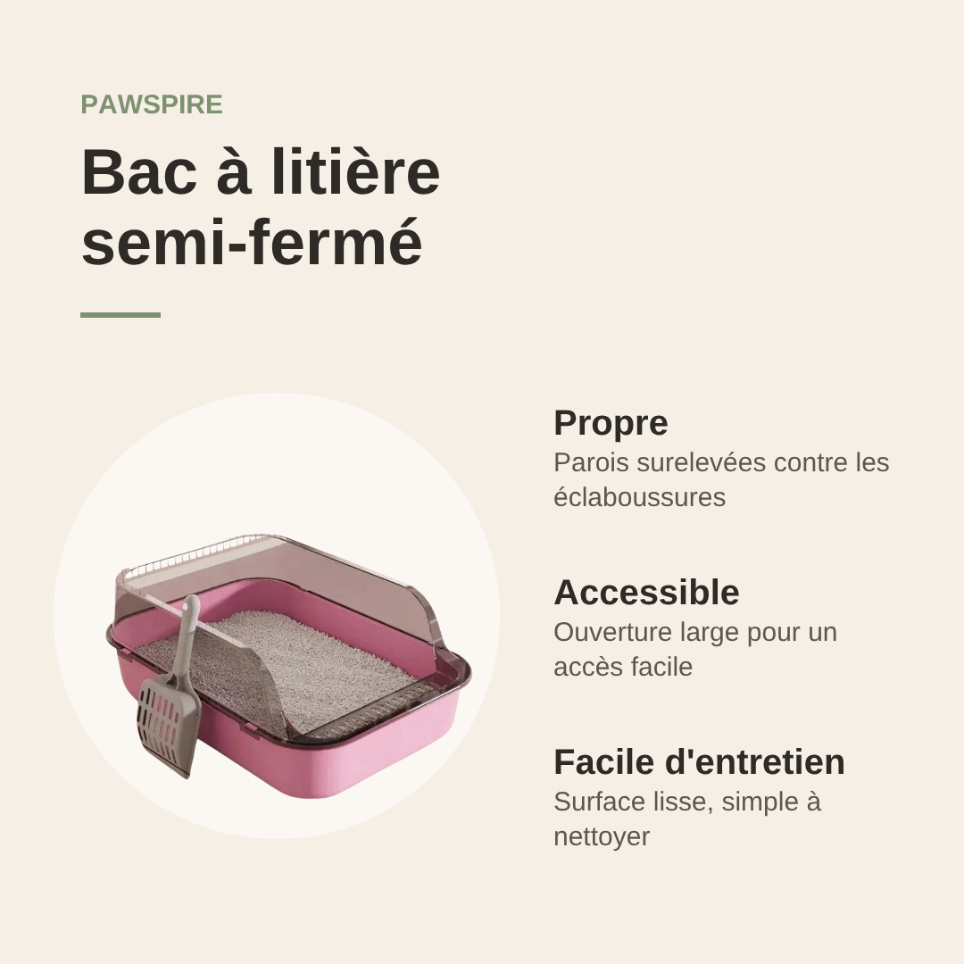 Bac à litière semi-fermé Pawspire, avantages