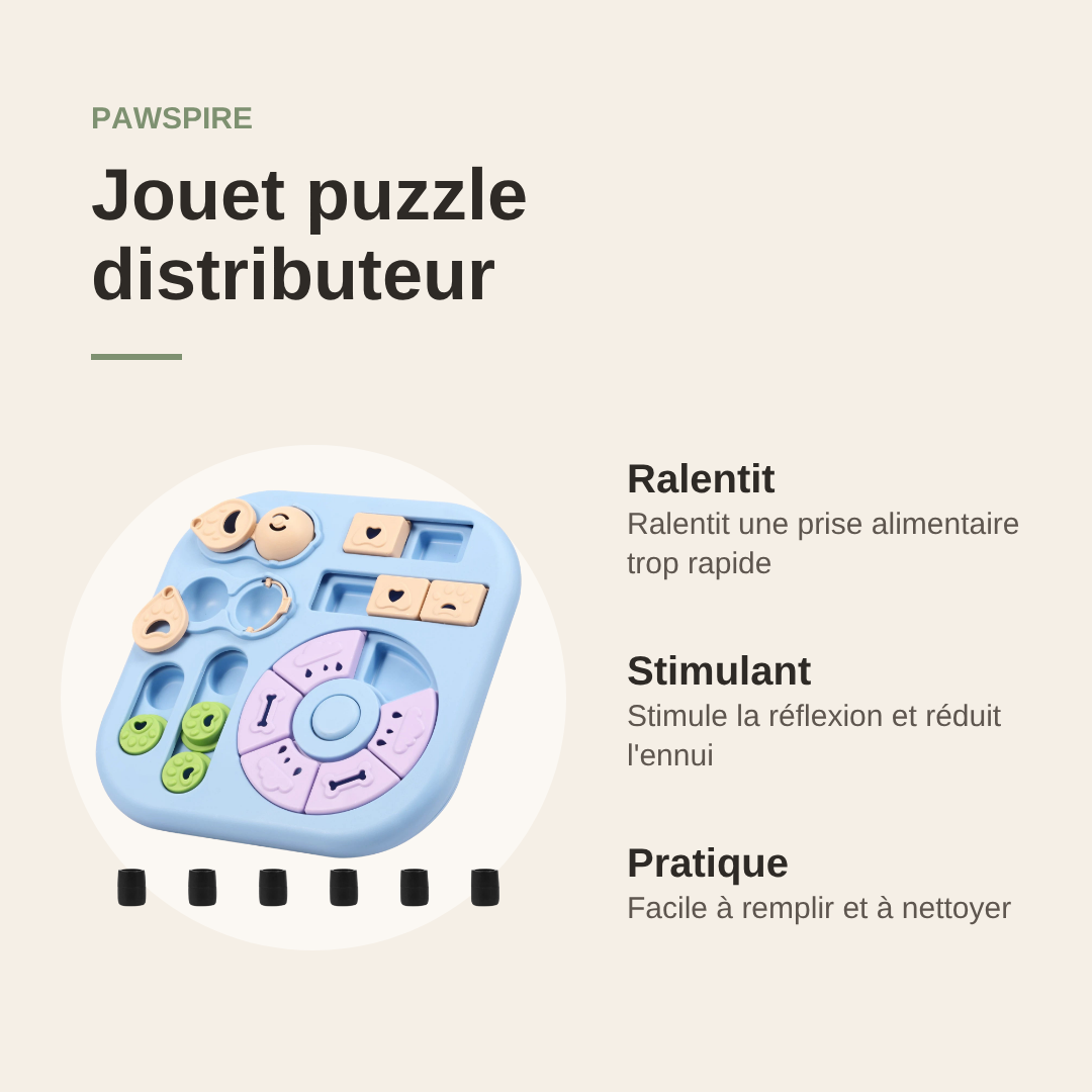 Jouet puzzle distributeur de croquettes Pawspire, avantages