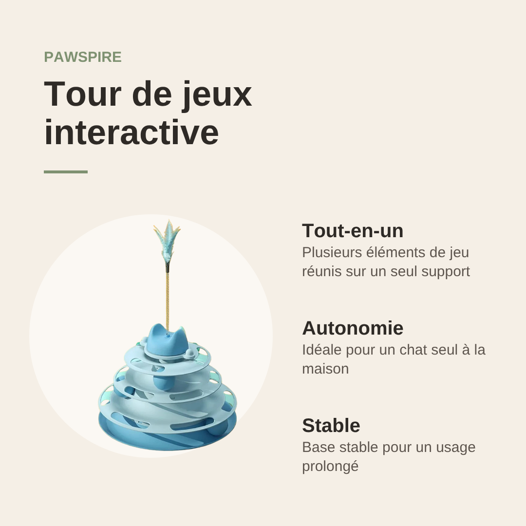 Tour de jeux interactive à balles Pawspire, avantages