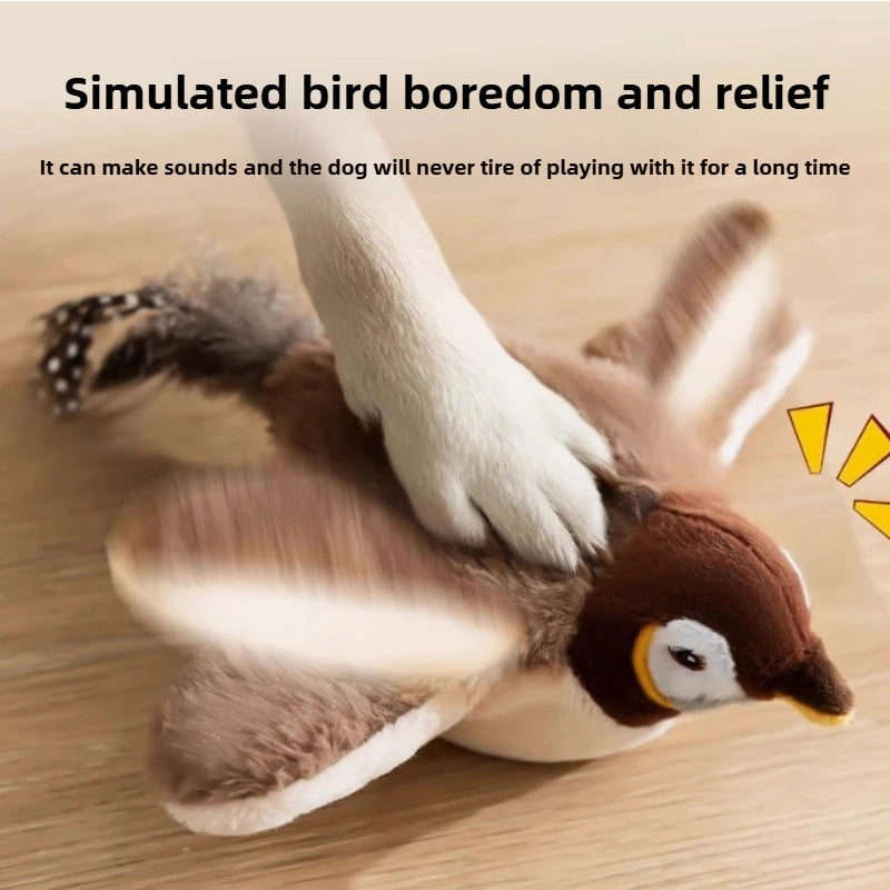 Oiseau en peluche interactif à capteur de mouvement pour chat