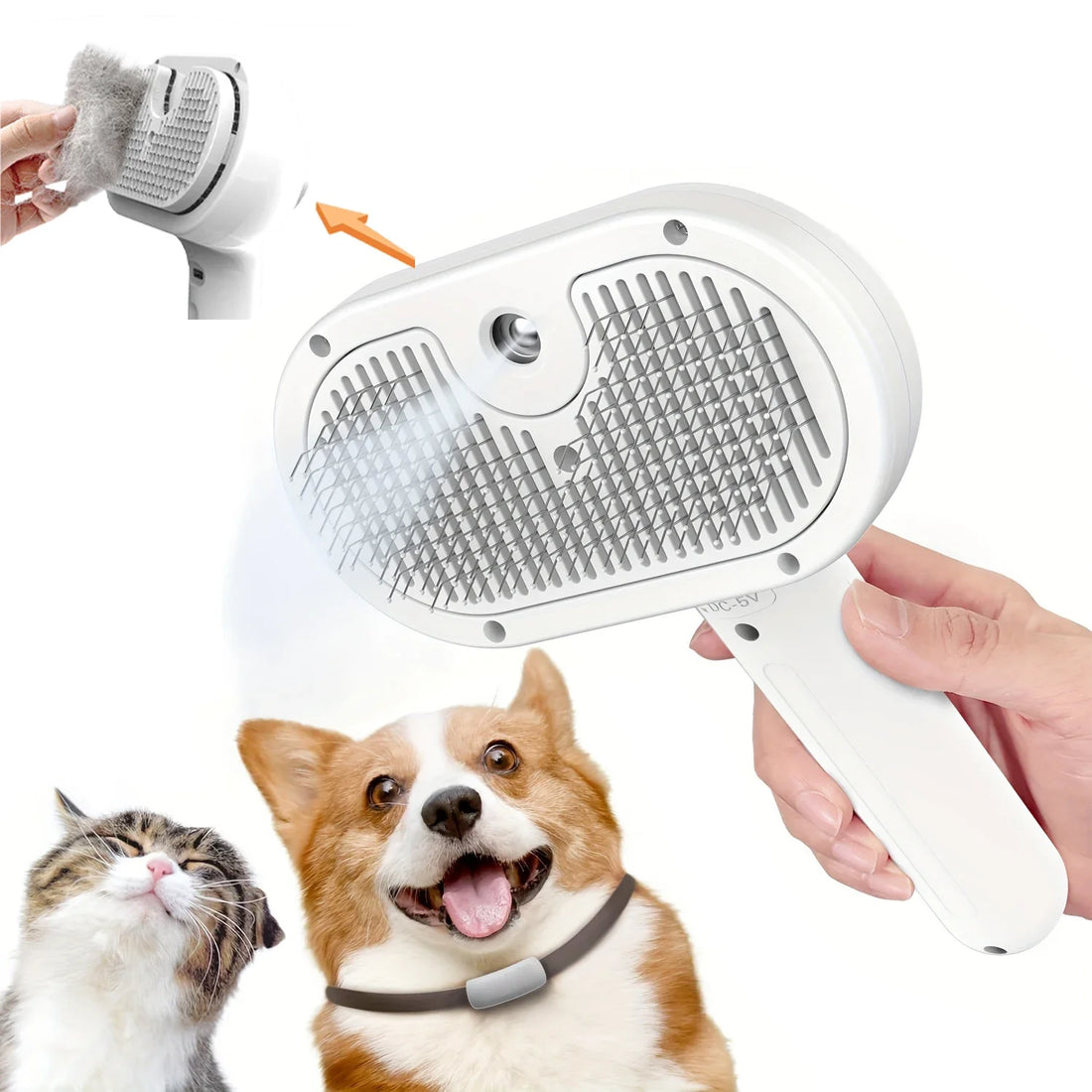 Brosse de toilettage à vapeur pour chien et chat