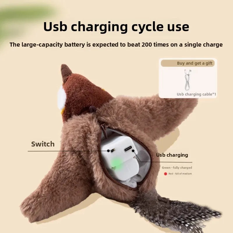 Interactive Flapping Plush Bird Cat Toy – Pawspire