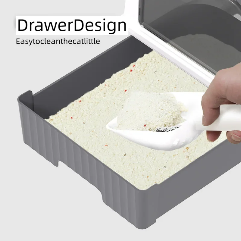 Large Foldable Cat Litter Box with Scoop & Lid