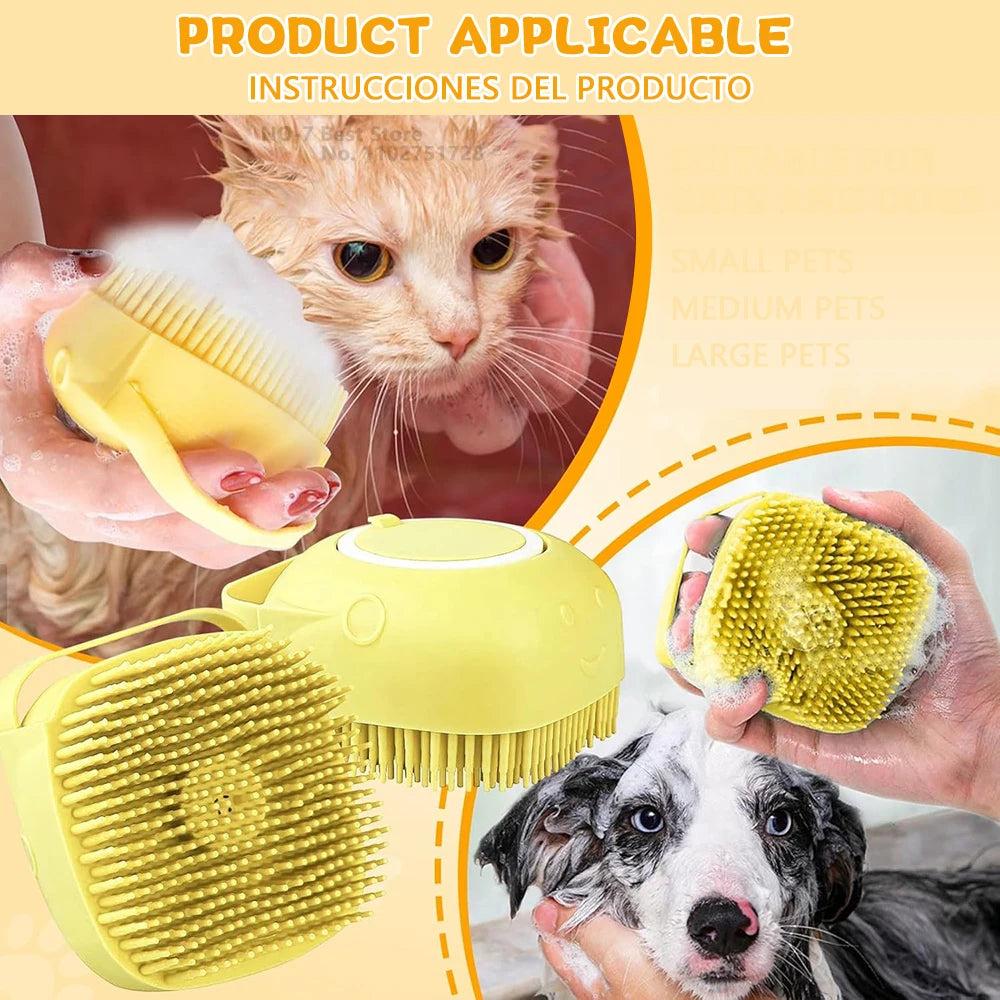 Brosse de bain en silicone pour chien et chat