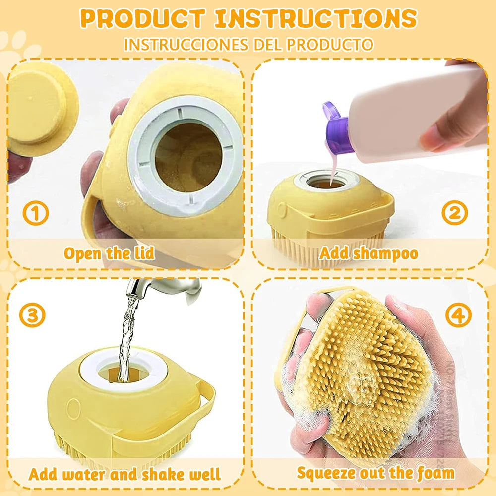Brosse de bain en silicone pour chien et chat