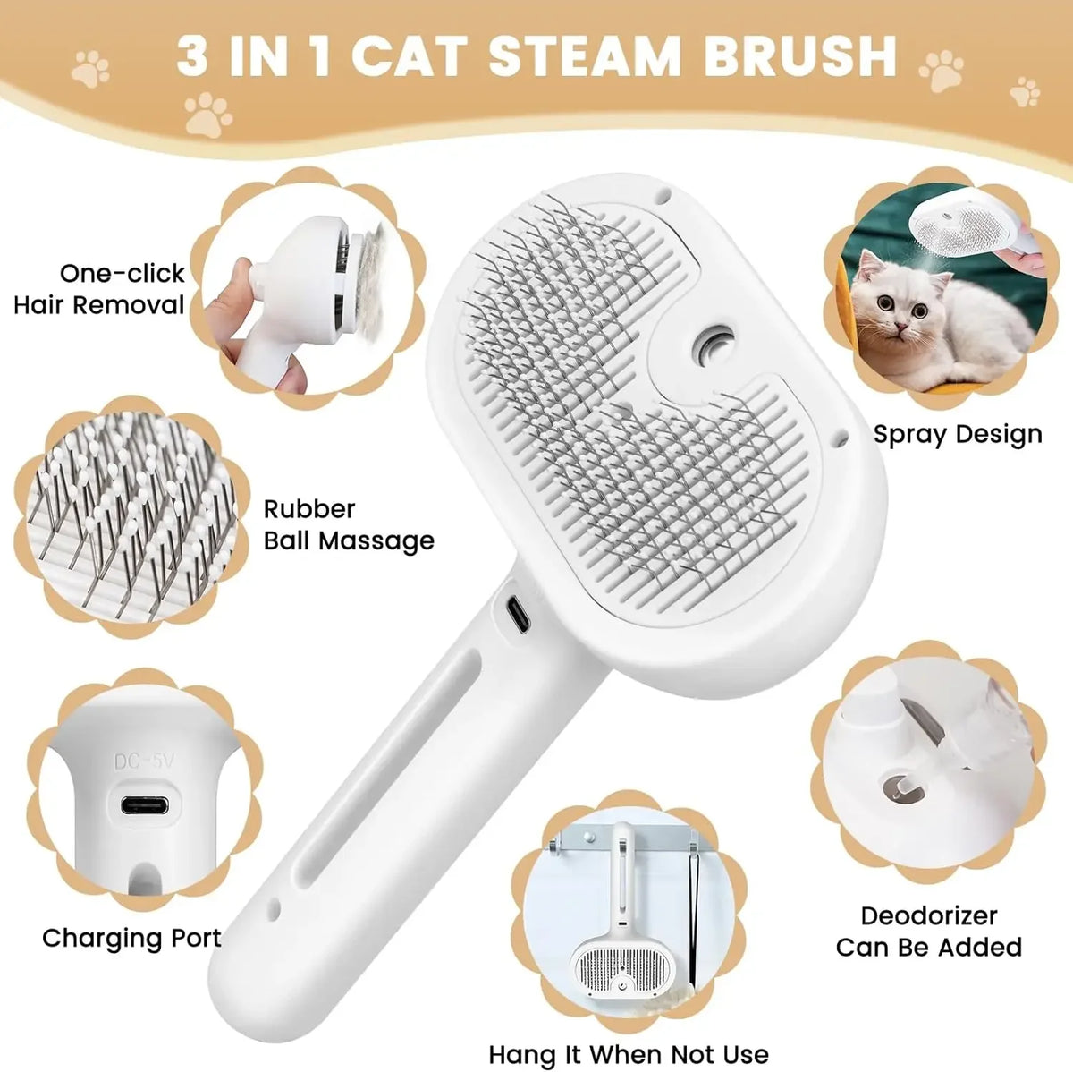 Steam Powered Pet Grooming Brush – Pawspire