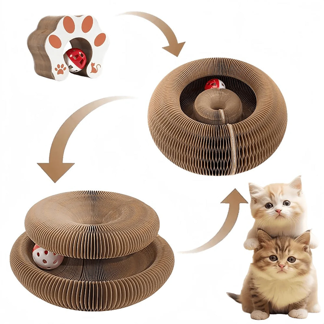 Griffoir pliable multi-niveaux avec clochette pour chat