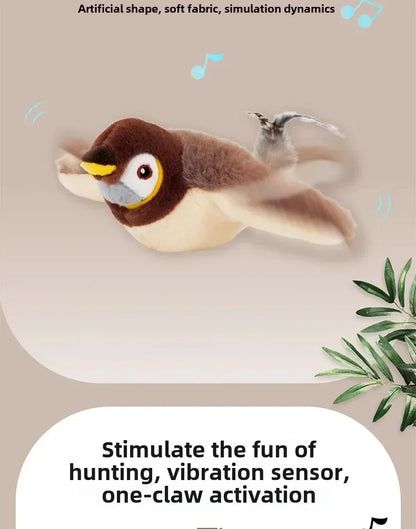 Sensor-Activated Plush Bird Toy for Cats – Pawspire