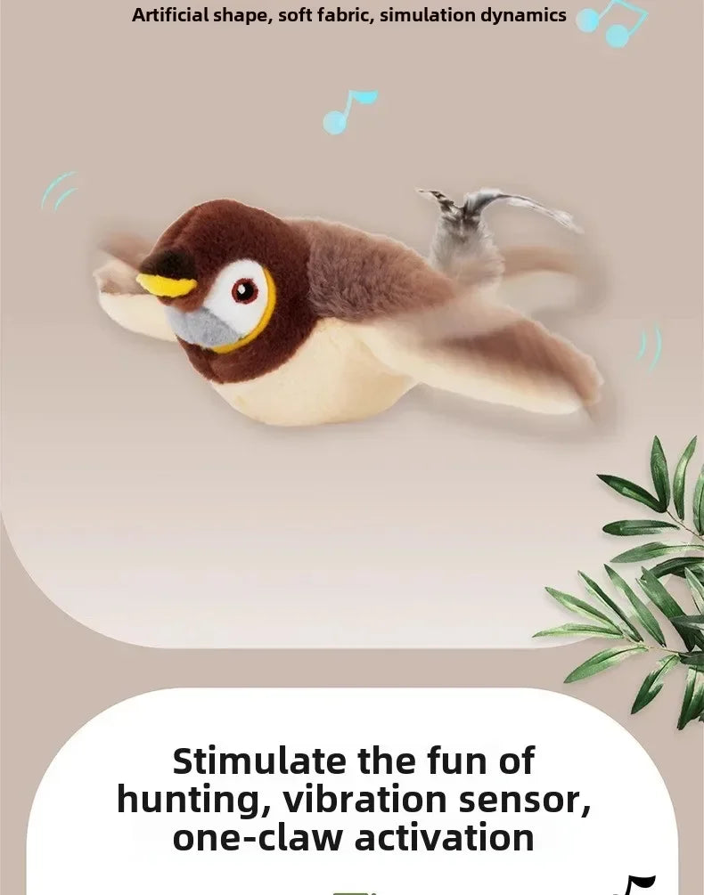 Sensor-Activated Plush Bird Toy for Cats – Pawspire