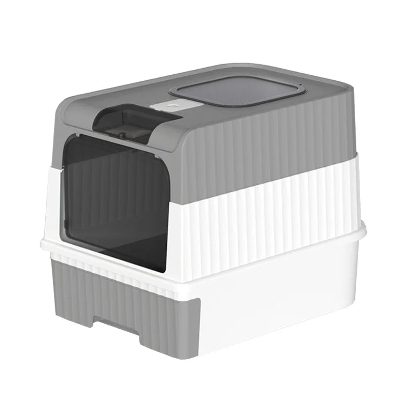 Large Foldable Cat Litter Box with Scoop & Lid
