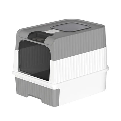 Large Foldable Cat Litter Box with Scoop & Lid