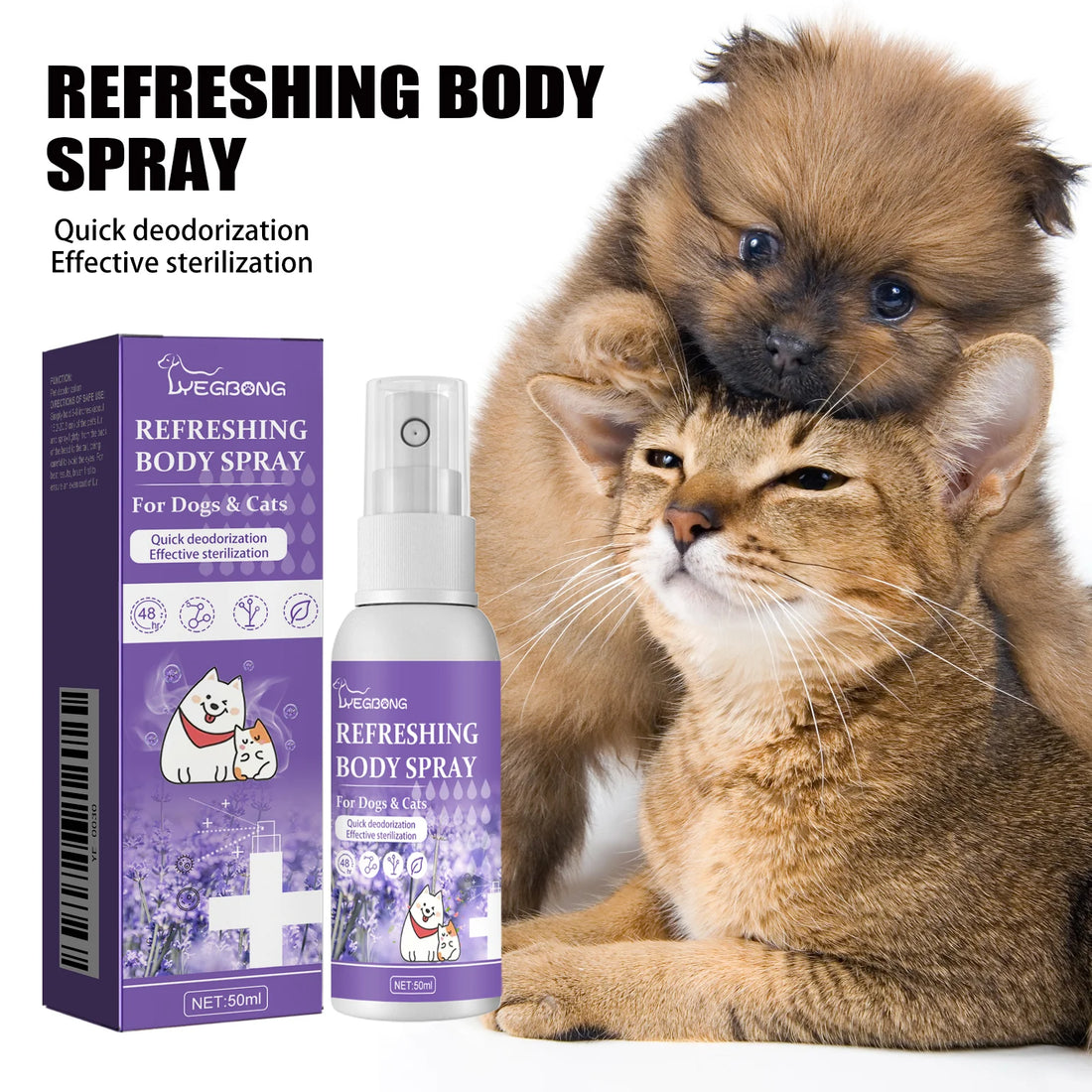 Spray anti-odeurs longue durée pour animaux, 50 ml