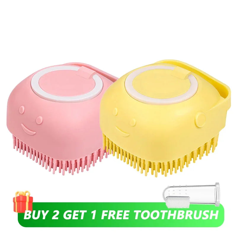 Brosse de bain en silicone pour chien et chat