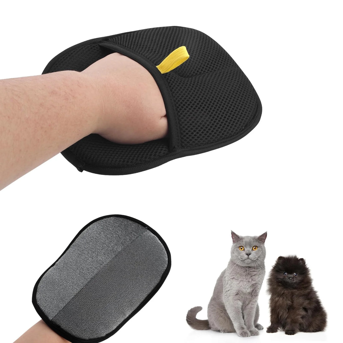 Gants de toilettage réutilisables double face pour chien et chat