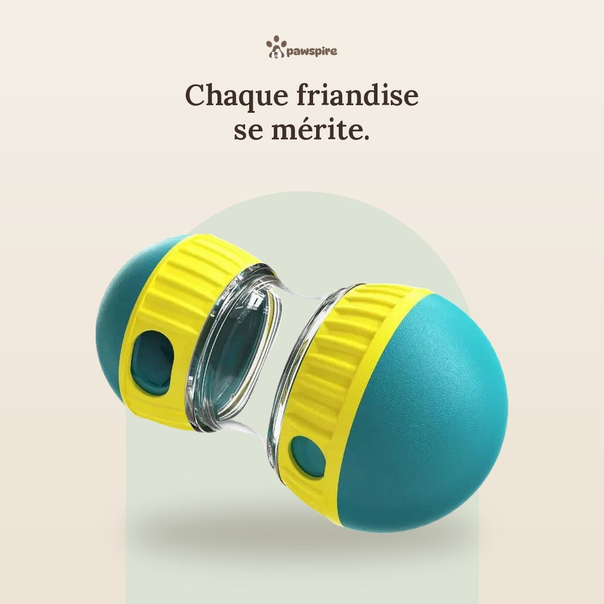 Balle distributrice de friandises Pawspire – Chaque friandise se mérite.