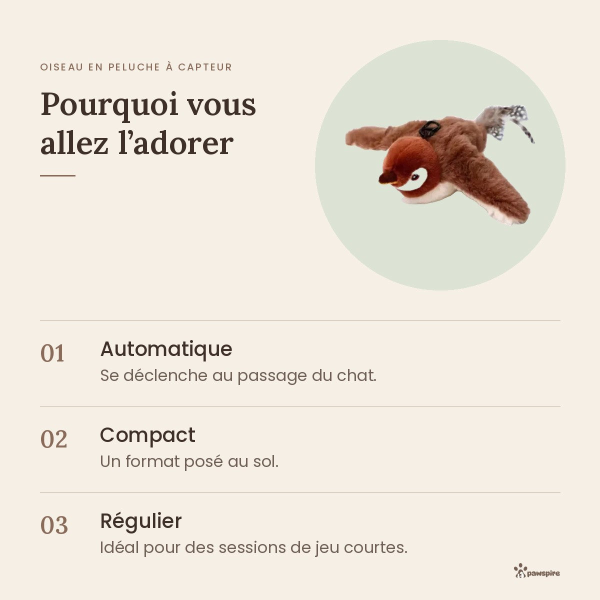 Oiseau en peluche à capteur Pawspire : pourquoi vous allez l'adorer